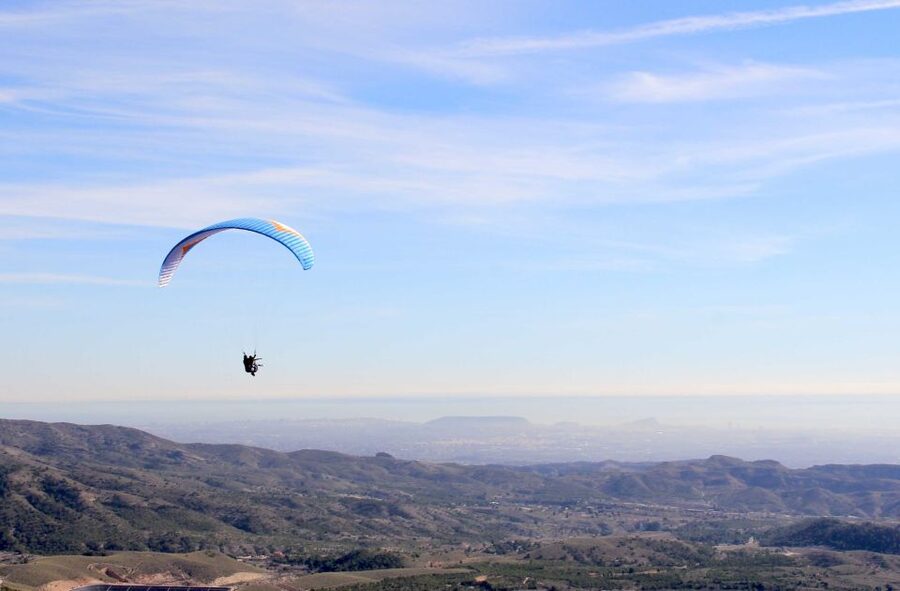 Alicante and Santa Pola: Tandem Paragliding Flight - Taking off from the mountain