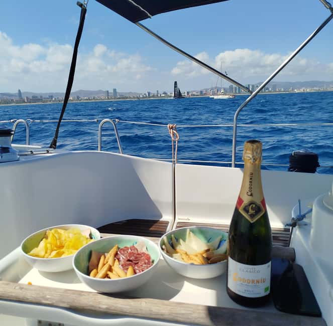 Barcelona Badalona : Sailboat Tour, Snacks, Drinks, Swimming - Snacks, Cava, and a Simple Aperitif