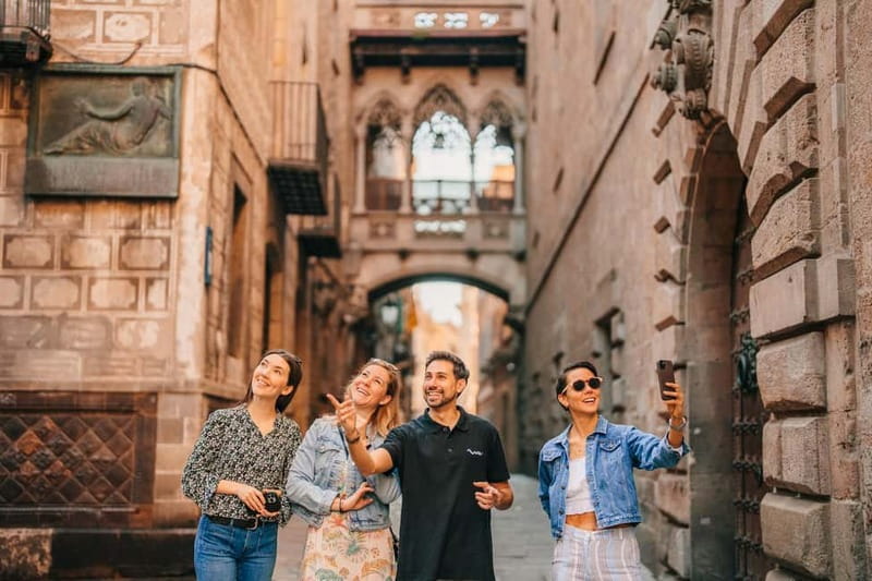 Barcelona: Helicopter Flight, Boat Ride, and Walking Tour - Plaça Catalunya and the route into the Gothic Quarter