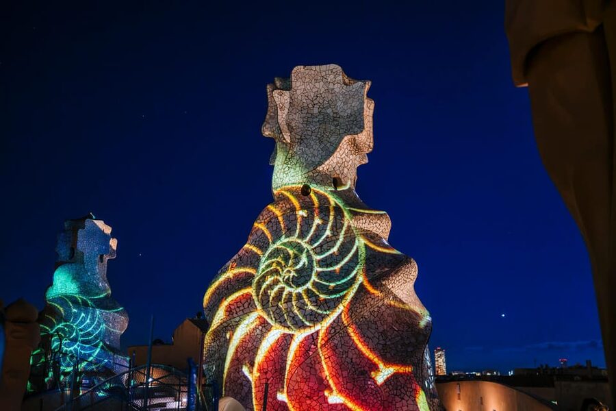 Barcelona: La Pedrera Night Experience - Courtyards and stairwells with projected light