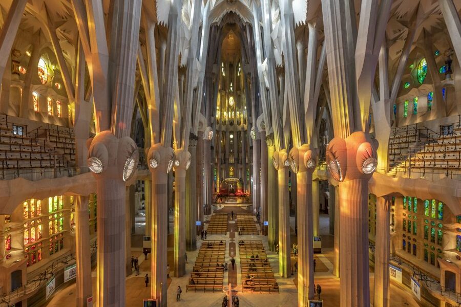 Barcelona: Sagrada Familia Entry Ticket with Audio Guide - Inside: columns, colored glass, and a different kind of church