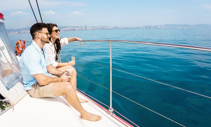 Barcelona: Sunset or Day Catamaran Cruise with Tapa & Drink - Daytime sailing: the 30-minute Mediterranean swim