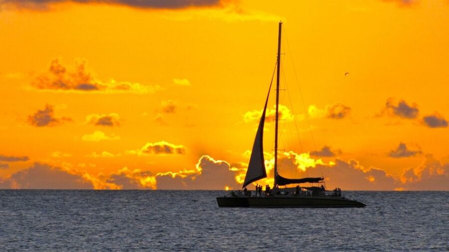 Cambrils: Costa Dorada Sunset Catamaran Cruise with Drinks - The swimming stop in a quiet inlet