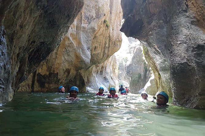 Canyoning Gorge Descent, river walk in Benahavis. - Getting fitted with a wetsuit, helmet, and harness
