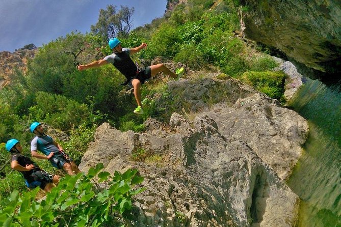 Canyoning Gorge Descent, river walk in Benahavis. - The optional jumps and natural slides