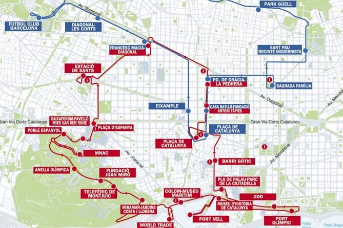 City Sightseeing Barcelona Hop-On Hop-Off Bus Tour: 24 or 48-Hour - The blue route toward Park Güell and Pedralbes