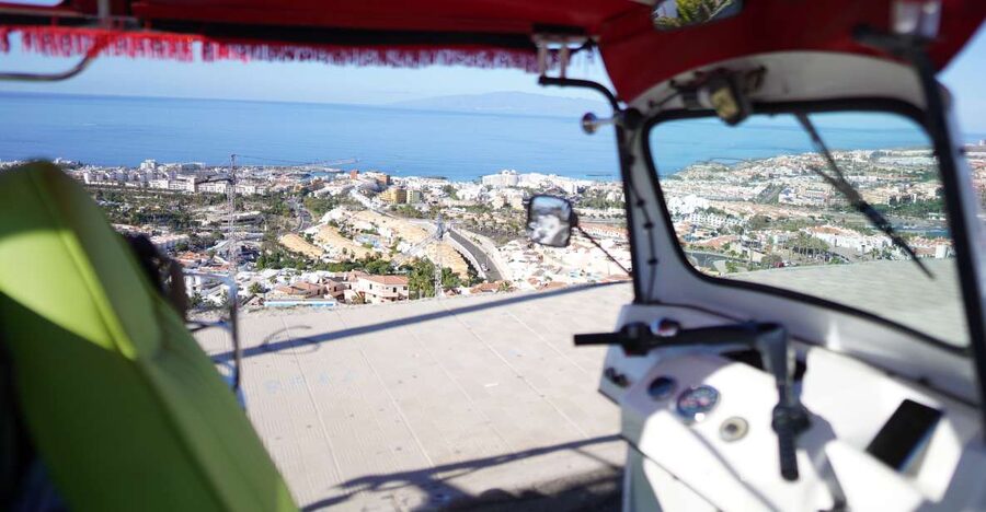 Costa Adeje: Secret Volcano Tuk Tuk Tour - Climbing toward Caldera del Rey