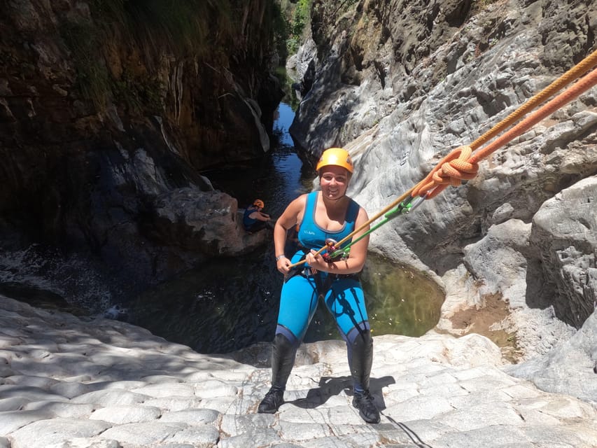 From Estepona: Guadalmina River Guided Canyoning Adventure - Learning the 5-meter rappel
