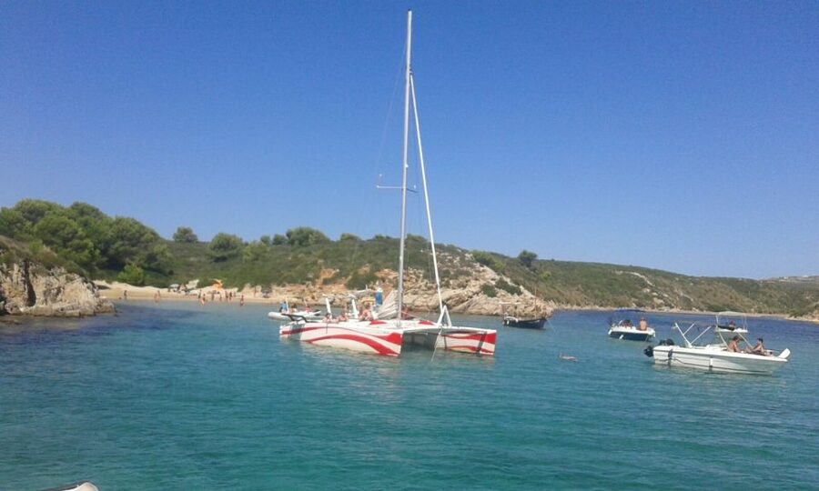 From Fornells: Half-Day Menorca Catamaran Trip w/ Snorkeling - A small boat makes the three hours feel more relaxed