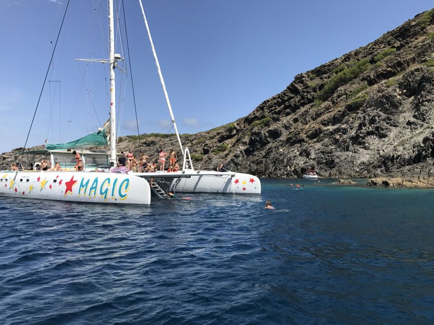 From Roses: Sailing Catamaran Cruise to Medes Islands - Leaving Roses Through the Bay