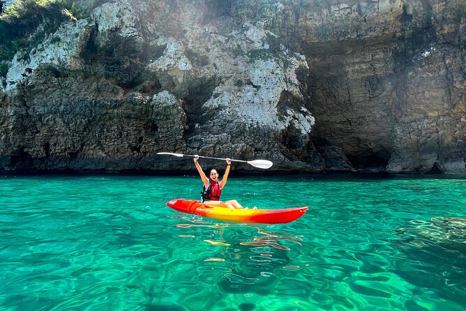 Kayak Paradise: Cala Portixol Snorkel, Cave & Cliff Jumping Tour - Key points at a glance