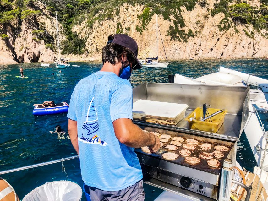 Lloret de Mar: Catamaran Sailing Cruise with BBQ and Drinks - Beer, sangria, and the drink setup