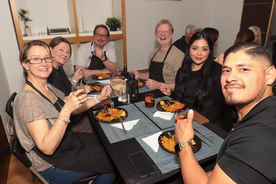 Madrid: Paella and Sangria Workshop in the City Center - The hands-on cooking process