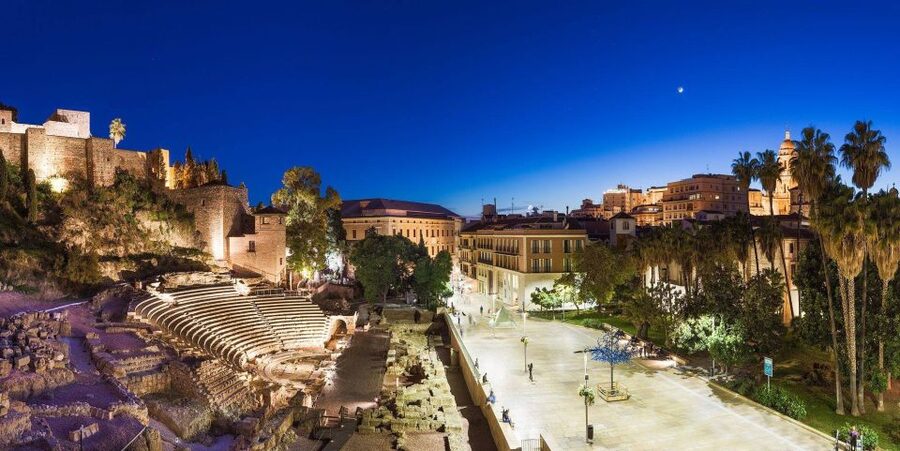 Málaga: Cathedral, Alcazaba, Roman Theater Walking Tour - Riding up to the Alcazaba