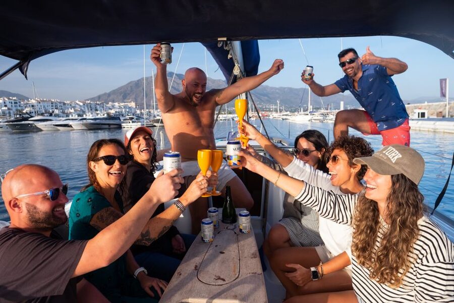 Marbella: Sailing & Dolphin Watching with Snacks and Drinks - Drinks, snacks, and the mood on board