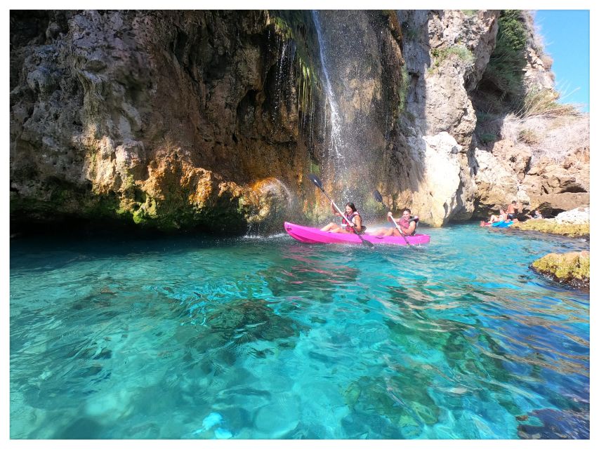 Nerja: Cliffs of Maro-Cerro Gordo Guided Kayak Tour - Swimming and snorkeling in clear blue water