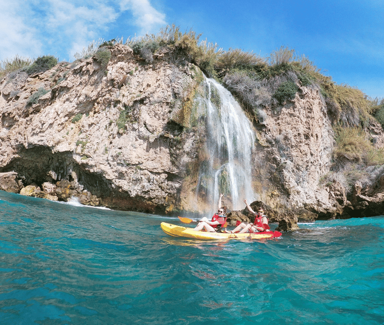 Nerja: Guided Kayak Tour Nerja Cliffs and Maro Waterfall - The first briefing and the move into open water