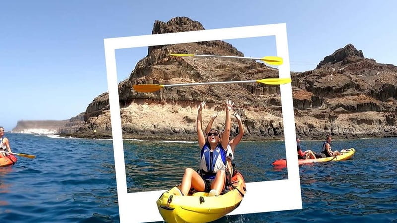 Puerto Mogán: Guided Adventure Kayak Tour in Caves & Snorkel - Paddling along the volcanic cliffs