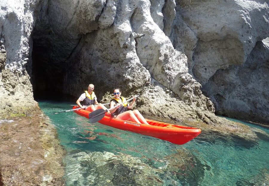 San José: Cabo de Gata Natural Park Kayak and Snorkel Tour - Snorkeling among silver fish