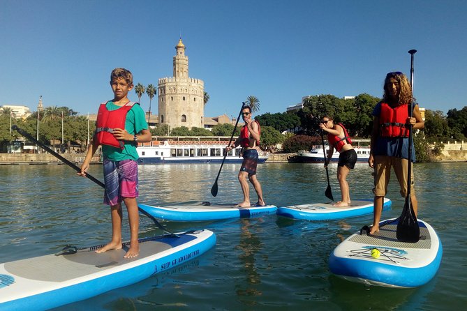 Seville Paddle Surf Sup in the Guadalquivir River - The bullring and Puente de Triana