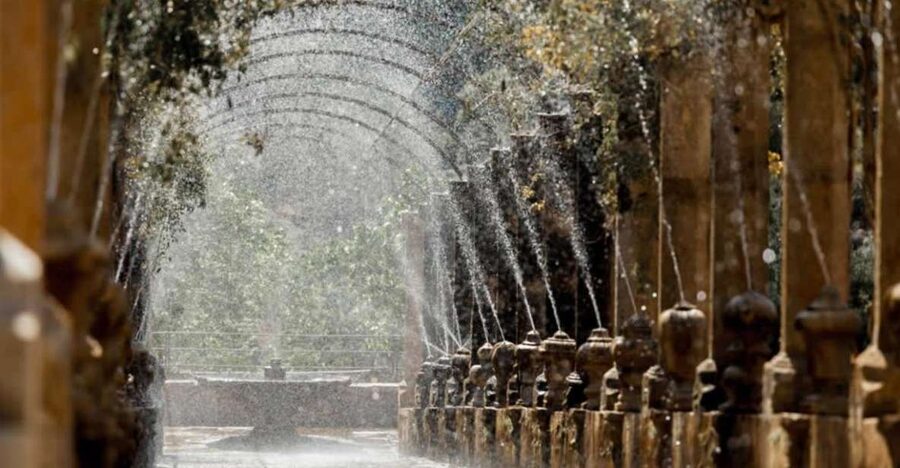 Sóller: Jardines de Alfabia Entrance Ticket - The tree-lined approach to the traditional patio
